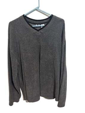 Vintage Y2K GAP Factory Store Men's Fleece V-Neck Pullover Sweatshirt